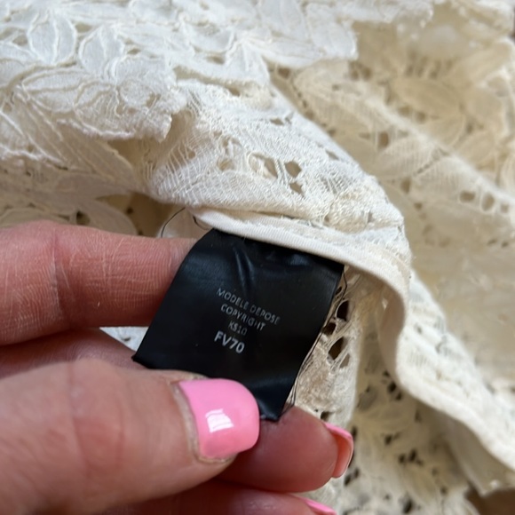 The Kooples Cream Open Lace Shortsleeved Button Down Top - Picture 6 of 8